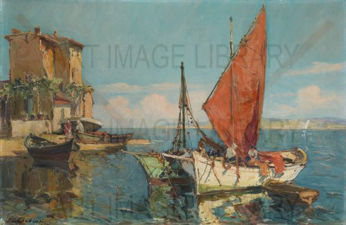 Image no. 4147: Fishing Boats in a Harbour... (Georges Lapchine), code=H, ord=0, date=early 20th century