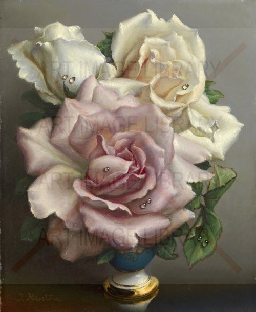Image no. 4228: White and Pink Roses (Irene Klestova), code=V, ord=0, date=mid 20th century